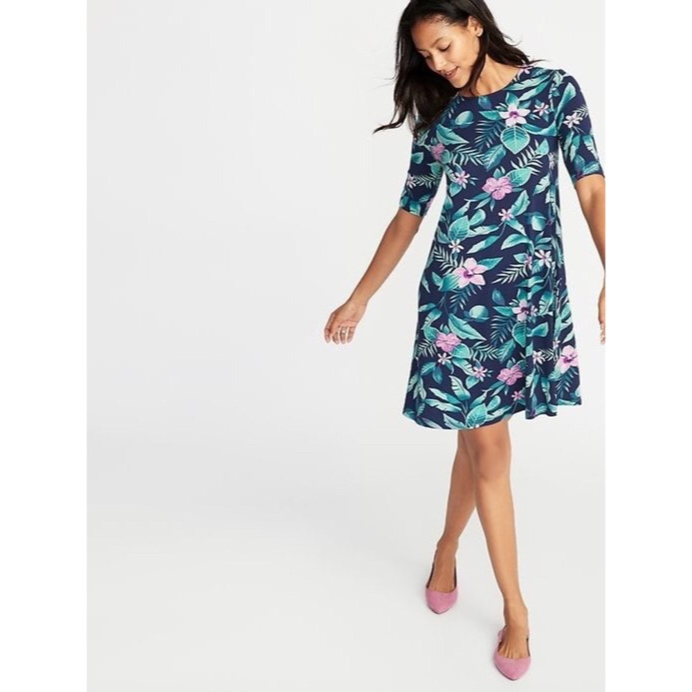 Old Navy Tropical Print Swing Dress